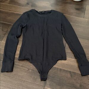 nuuds Black waffle Long Sleeve Bodysuit